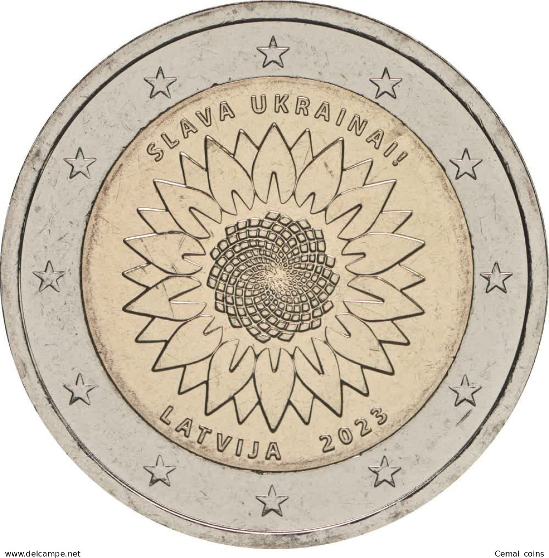 2 Euro 2023 Latvia Sunflower For Ukraine - Lettonie