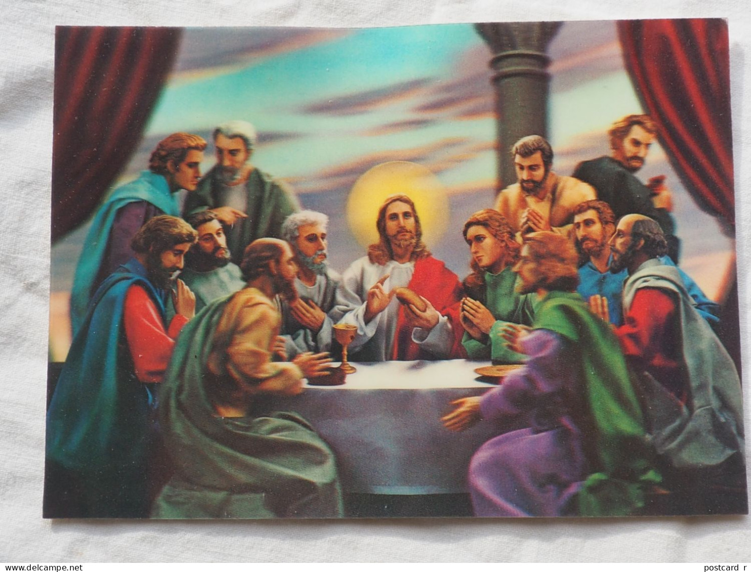 3d 3 D Lenticular Postcard Stereo Religion The Last Supper  TOPPAN  Japan A 227 - Stereoscopische Kaarten