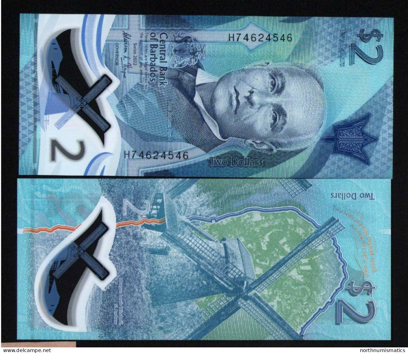 Barbados 2 Dollars Unc 2022 Polymer - Barbados (Barbuda)