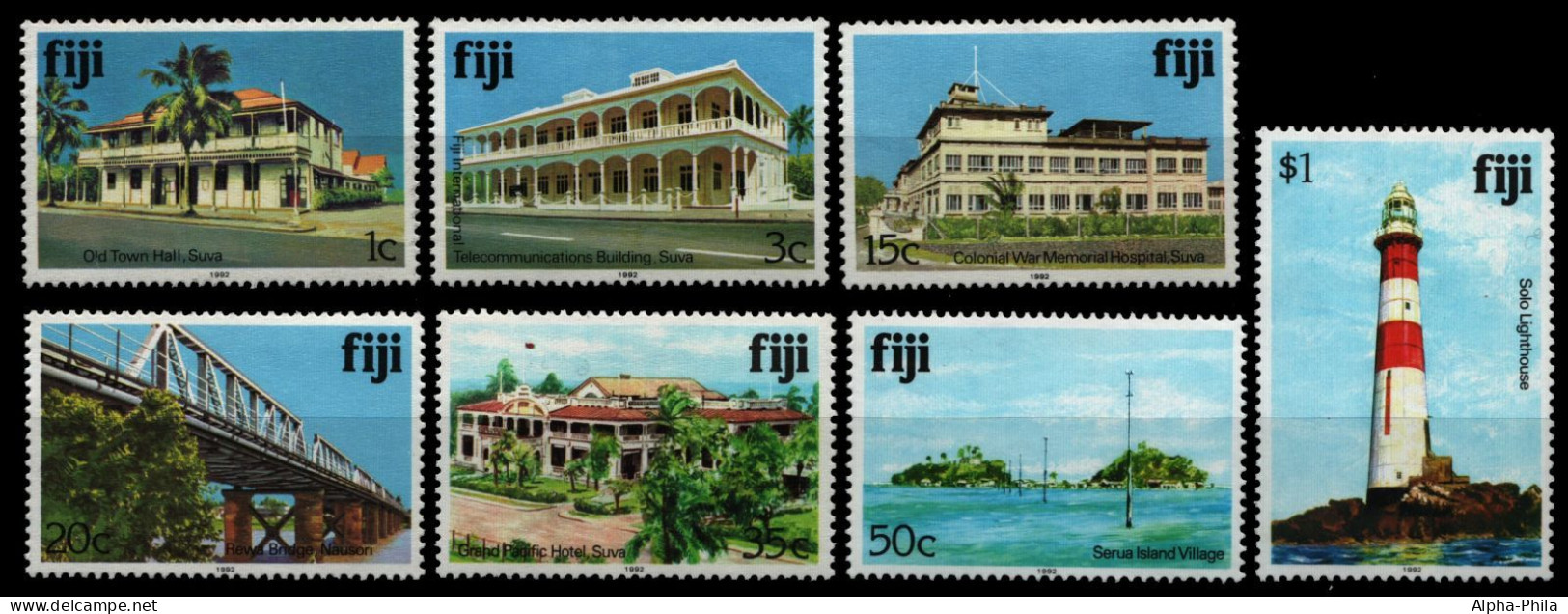 Fidschi 1992 - Mi-Nr. 399-413 VII ** - MNH - Gebäude / Buildings - Fidji (1970-...)