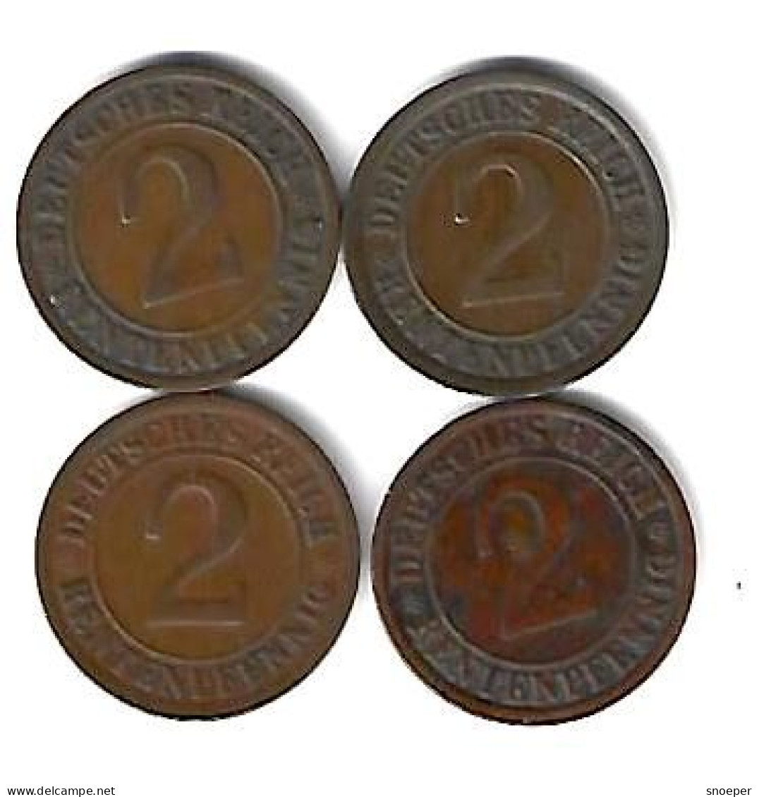 *germany Lot 2 Rentenpfennig  1923d+1924a+1924e+1924j    (lot 11) - 2 Renten- & 2 Reichspfennig