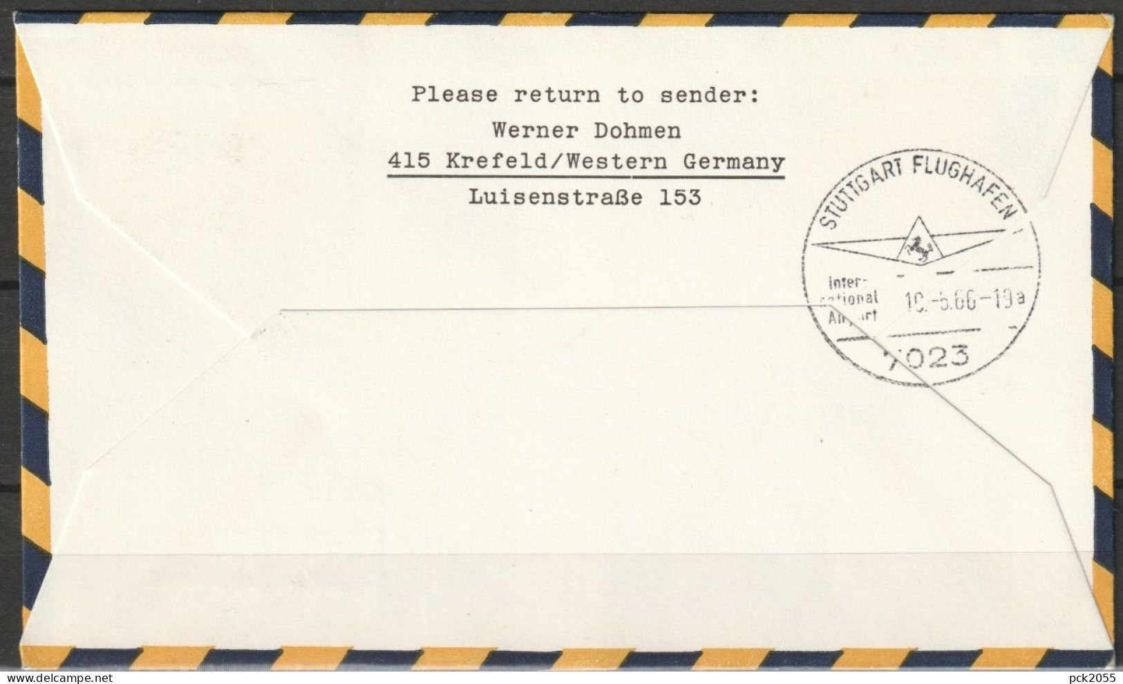 BRD Flugpost / Erstflug LH 211  Boeing 727 Stockholm - Stuttgart 10.5.1966 Ankunftstempel 10.5.66 ( FP 189) - Premiers Vols