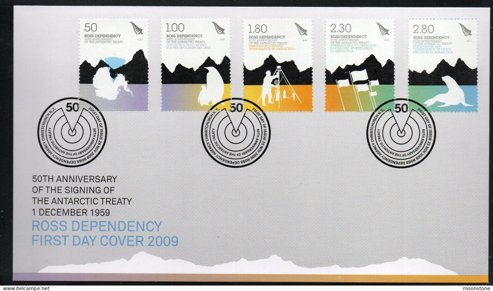 New Zealand Ross Dependency 2009 50th Anniversary Of Antarctic Treaty FDC, SG 115/9 - Nuevos
