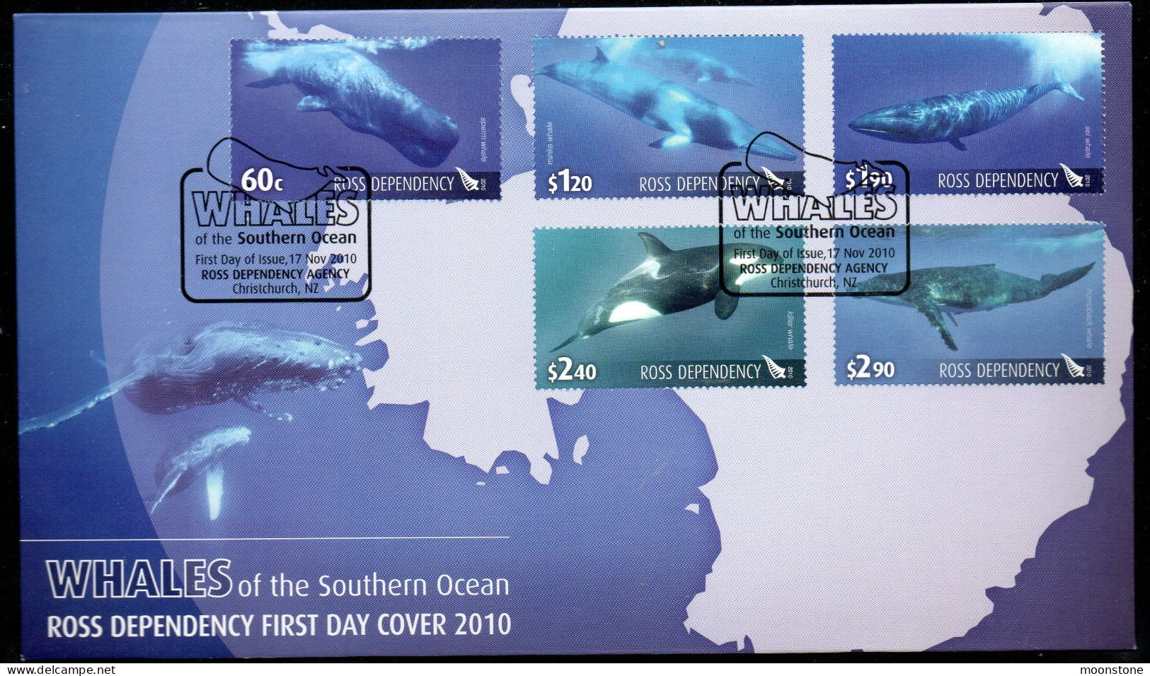 New Zealand Ross Dependency 2010 Whales Of The Southern Ocean FDC, SG 120/4 - Unused Stamps