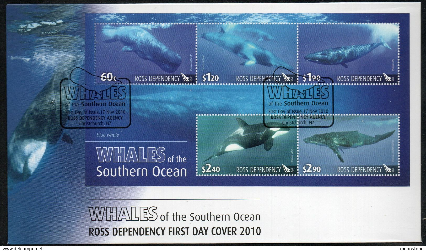 New Zealand Ross Dependency 2010 Whales Of The Southern Ocean MS FDC, SG 125 - Ungebraucht
