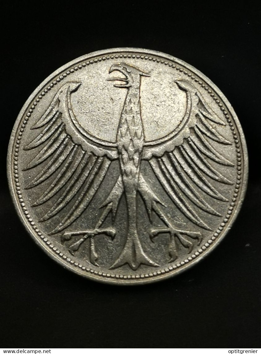 5 DEUTSCHE MARK ARGENT 1951 F STUTTGART ALLEMAGNE / GERMANY SILVER - 5 Mark