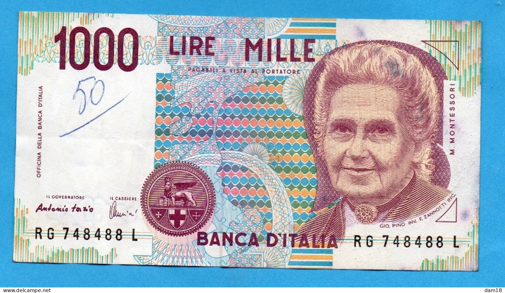 ITALIE BILLET BANCA D'ITALIA  1000 LIRES DECRET 1990 SERIE RG PHOTOS R/V - 1000 Liras