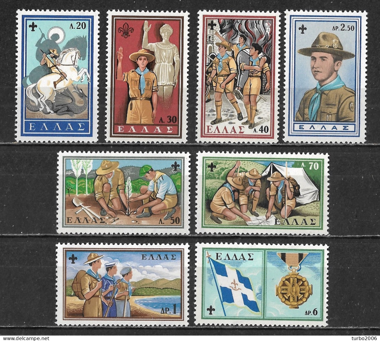 GREECE 1960 50 Th Anniversary Of Hellenic Boy Scouts MH Set Vl. 792 / 799 - Nuevos