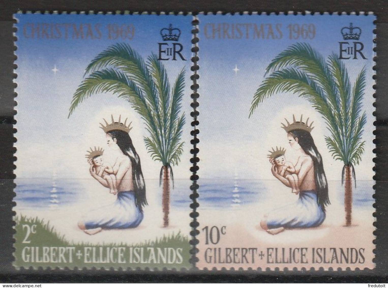 GILBERT & ELLICE - N°152/3 ** (1969) Noël - Îles Gilbert Et Ellice (...-1979)
