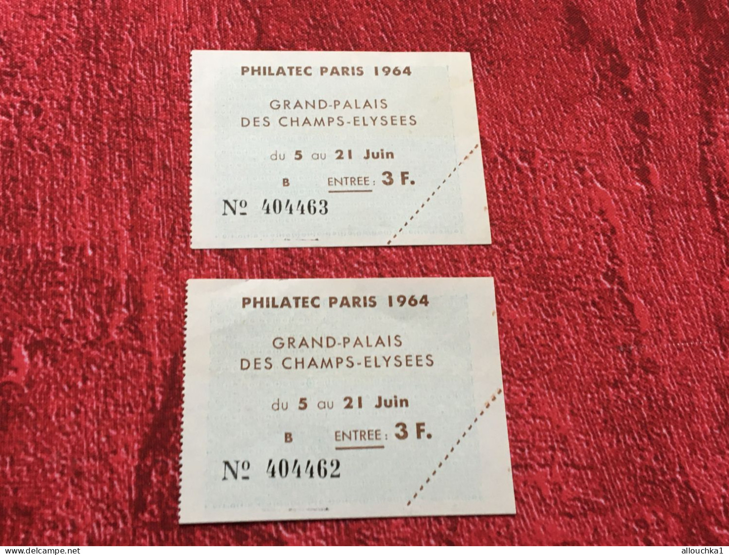 2 Tickets Entrée Entry-Philatec Paris 1964 France Erinnophilie Exposition Philatélique Grand Palais Des Champs Elysées - Esposizioni Filateliche