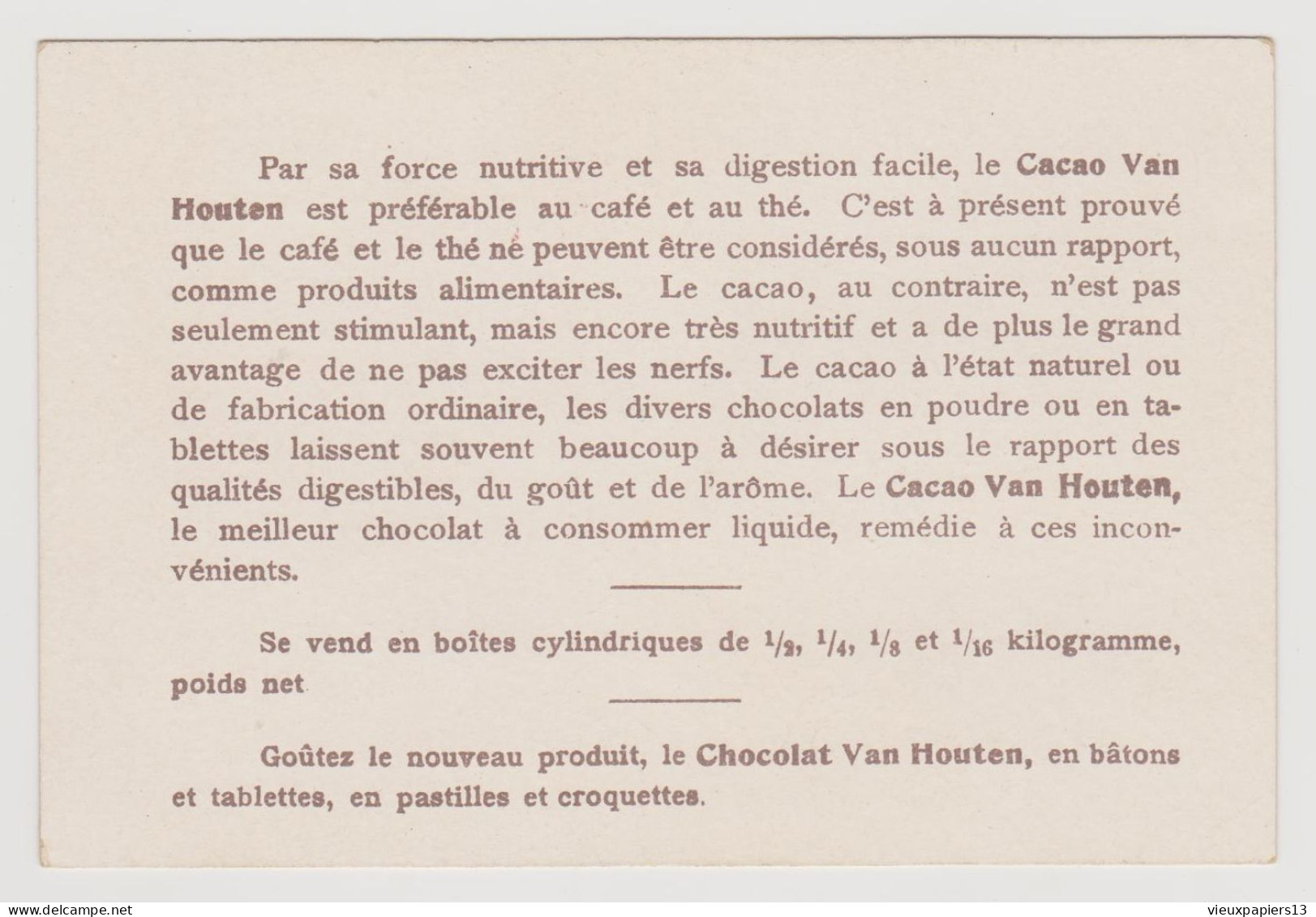 Chromo Publicitaire Chocolat Van Houten - Buriate - Traineau De Poste Devant Chaborowsk - TBE - Van Houten