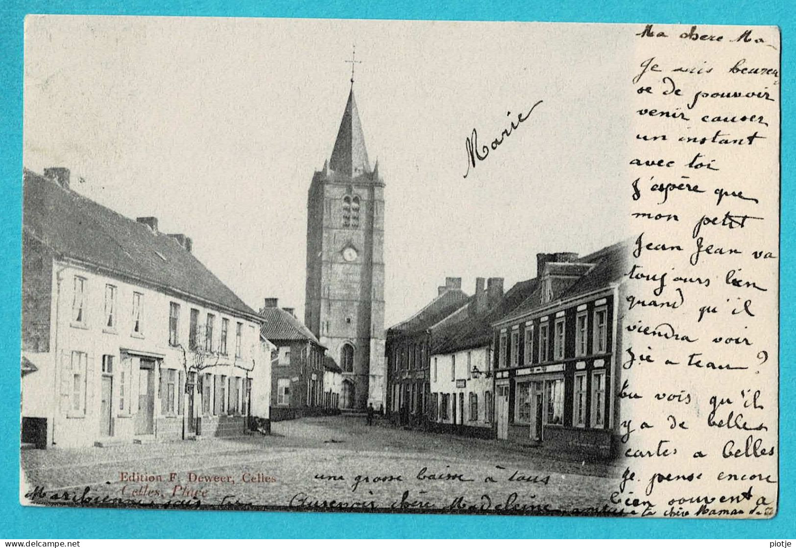 * Celles (Hainaut - La Wallonie) * (Edition F. Deweer) Place, église, Kerk, Church, Dorpplaats, Markt, TOP - Celles