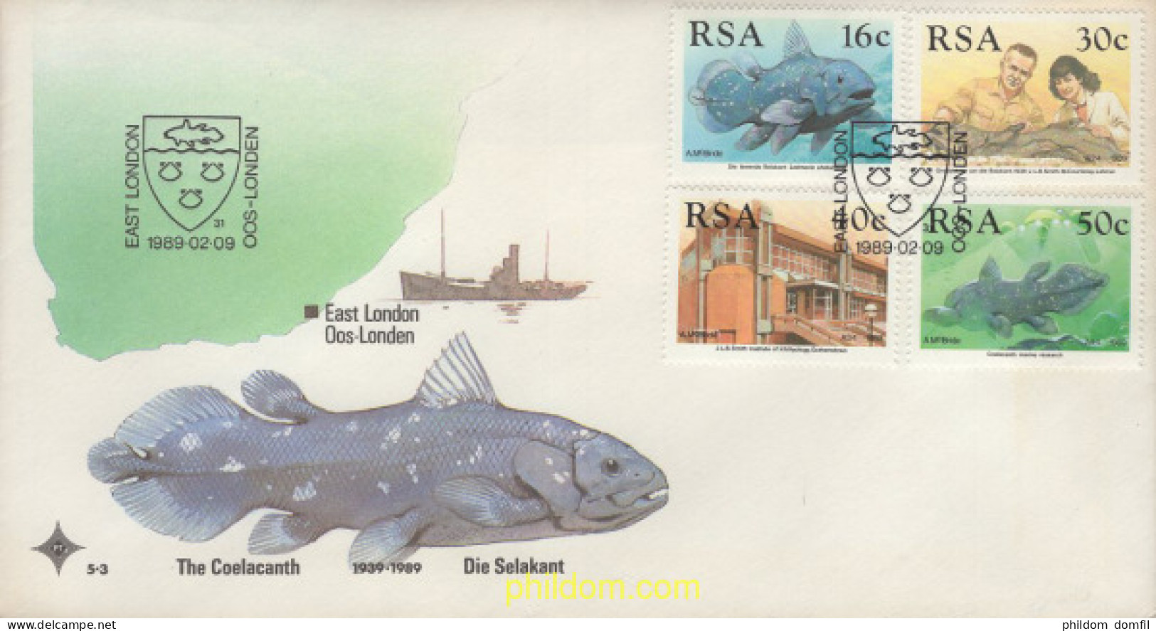 388350 MNH SUDAFRICA 1989 50 ANIVERSARIO DE LA IDENTIFICACION DEL COELACANTE - Neufs