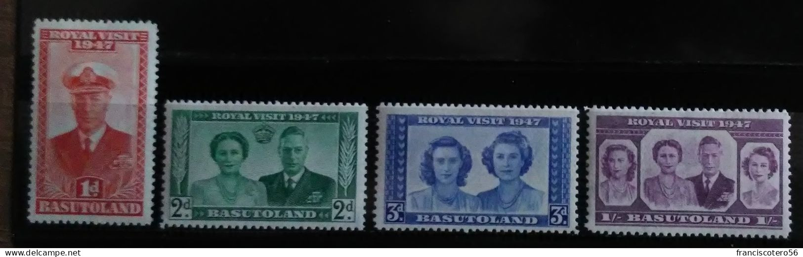 Basutoland: Año. 1947 - Visita Real (Rey George VI Reina Elizabeth). SG. Números, *32/35 C.P.T.A. 4/Valores. - 1933-1964 Colonie Britannique