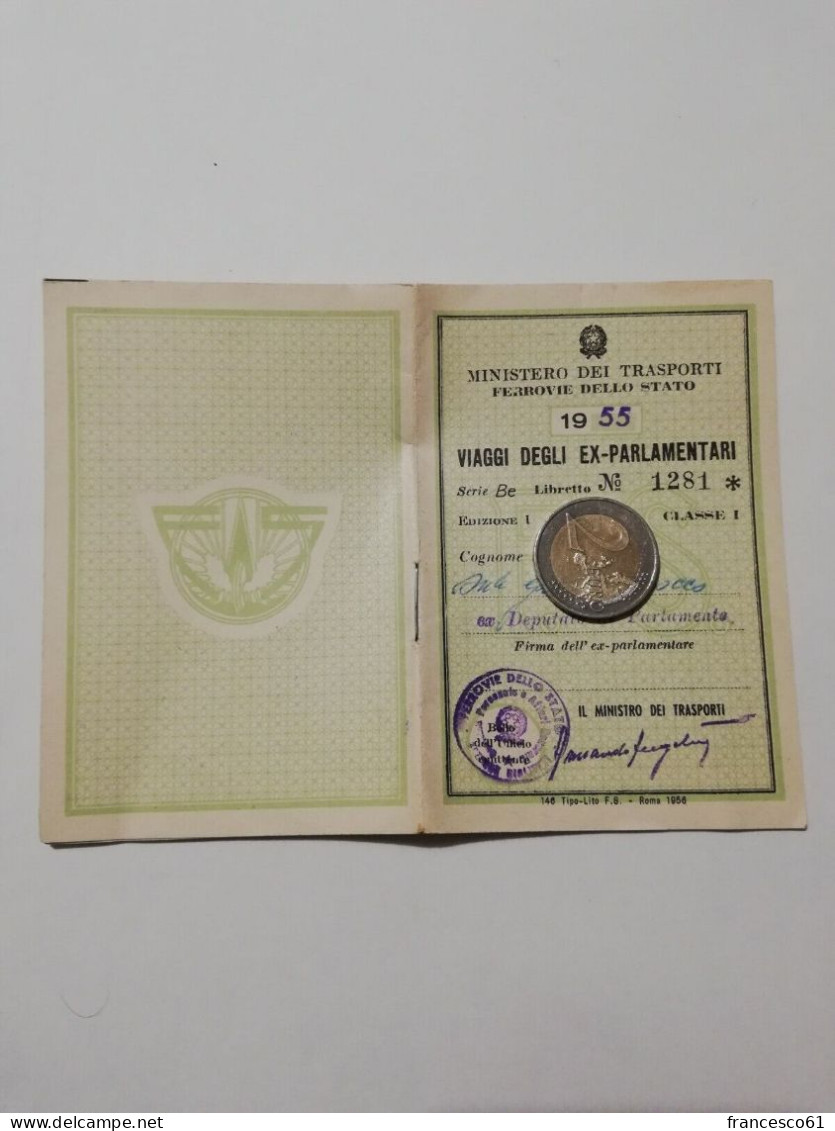 P45 Libretto Biglietti Ferrovie Stato Viaggi Ex Parlamentari 1955 Non Utilizzato - Europe