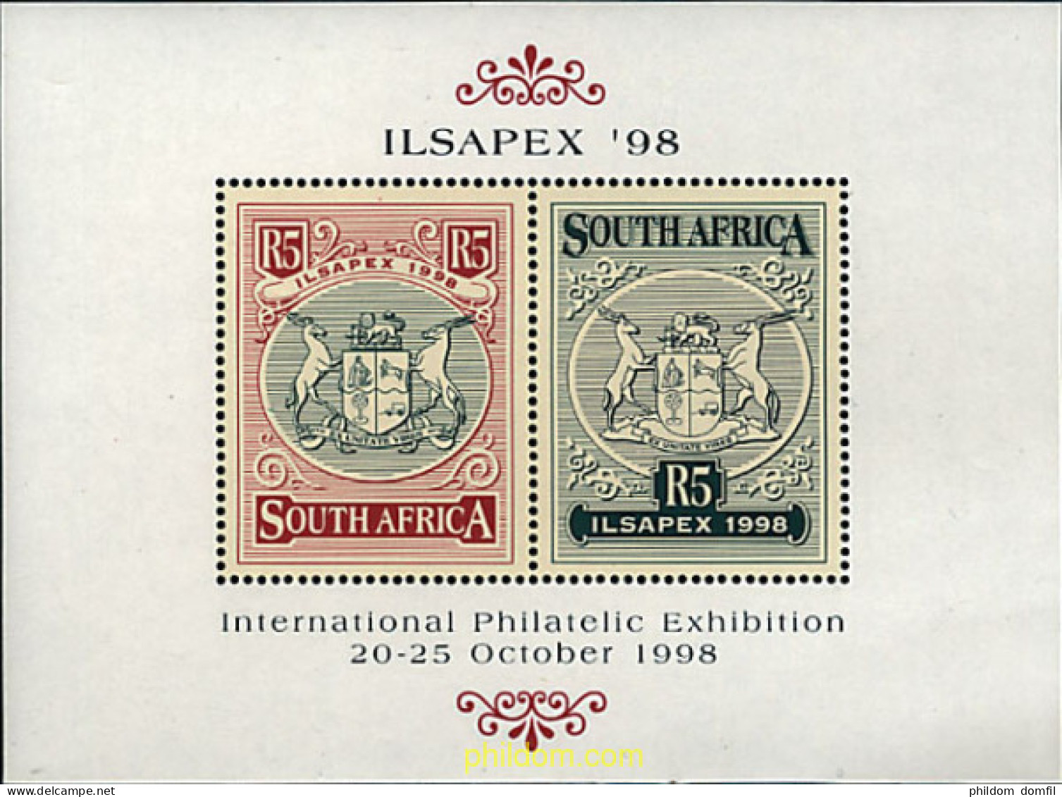 78741 MNH SUDAFRICA 1998 ILSAPEX 98. EXPOSICION FILATELICA INTERNACIONAL - Unused Stamps