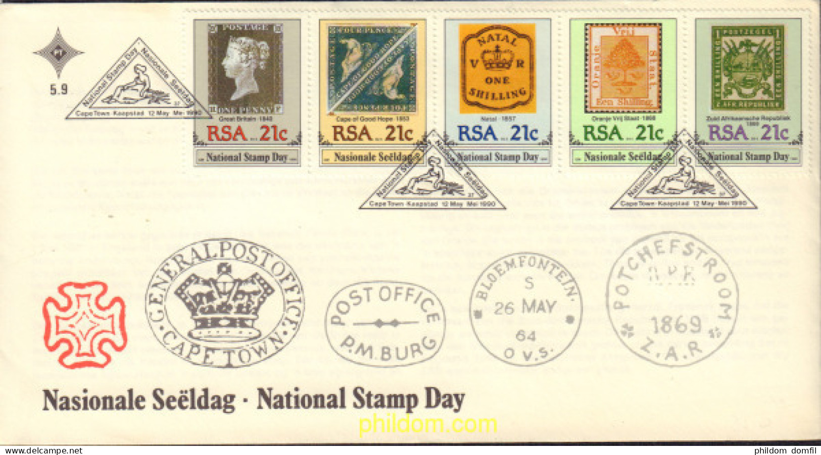 372366 MNH SUDAFRICA 1990 DIA DEL SELLO. 150 ANIVERSARIO DEL PRIMER SELLO - Unused Stamps