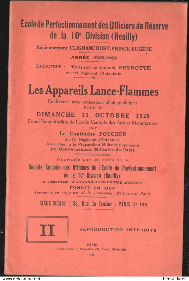 Les Appareils Lance-flamme  Edition De 1925  (PPP45910) - Français