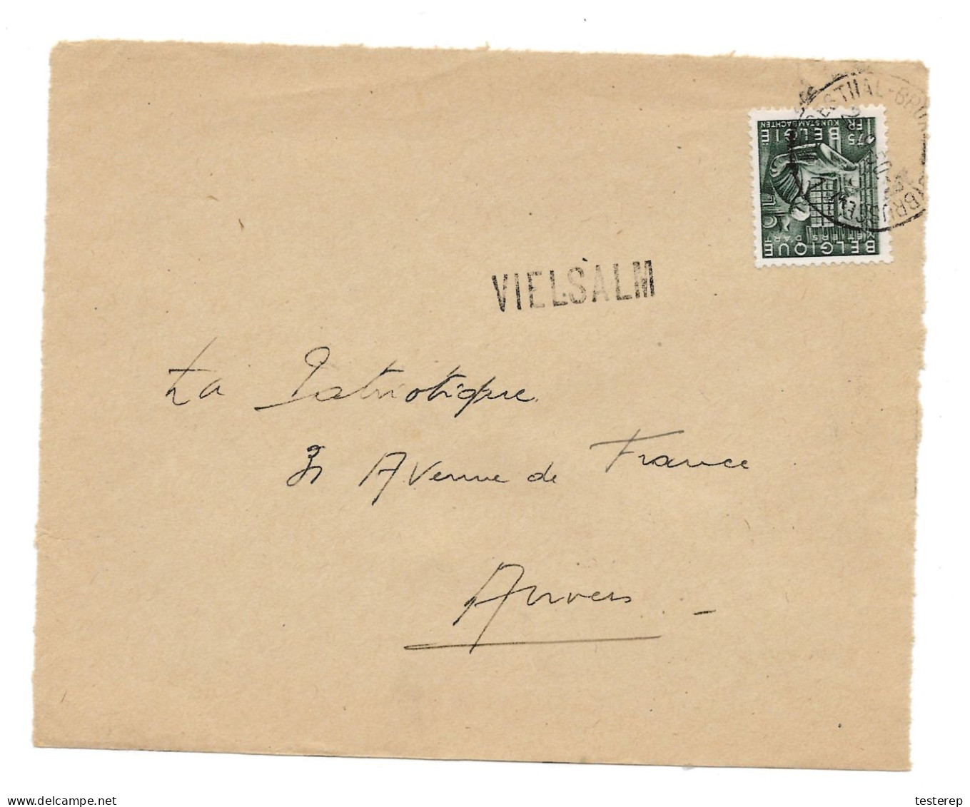 N° 768  1 Fr 75  Ambulant HERBESTHAL/BRUXELLES/BRUSSEL 25.9.1950  Voorzijde/front De Lettre + VIELSALM - 1948 Esportazione