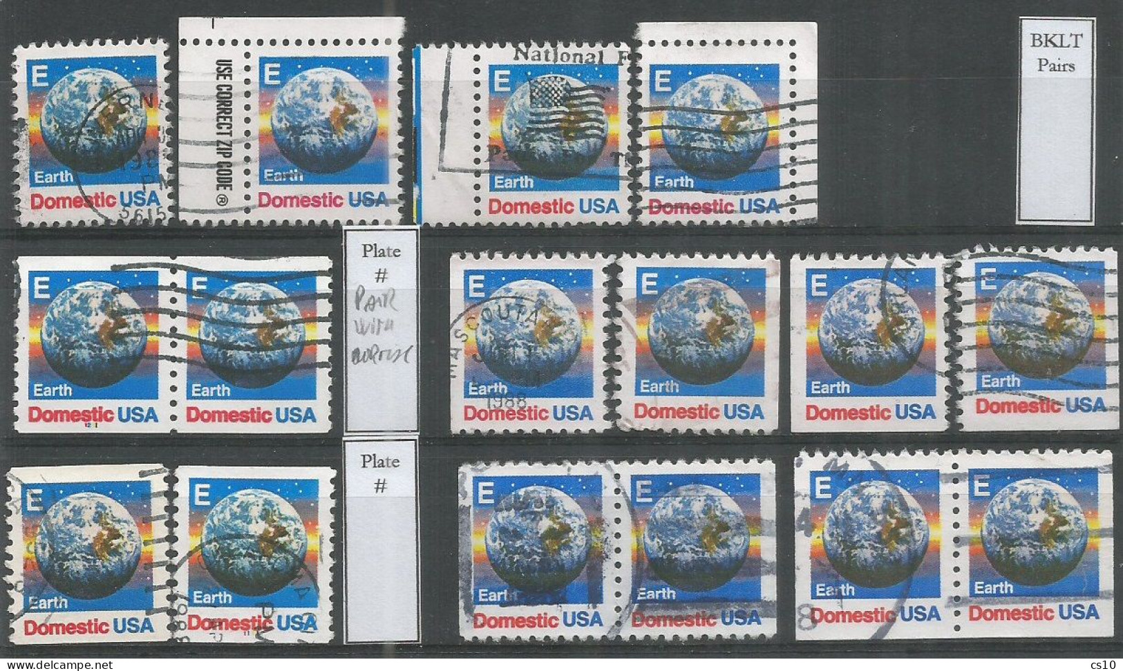 USA 1988 "E" Rate Stamp SC.#2277 +2279+2282 : Cpl Issue Sheet + Margin/corner - Coil + Plate # - Booklets With Pairs - 2. 1941-80