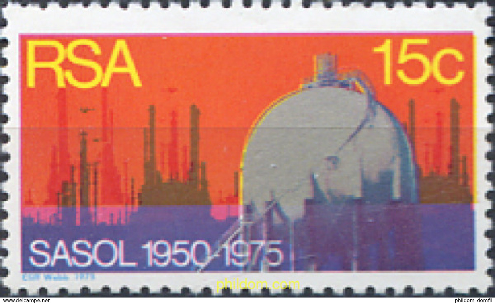 281497 MNH SUDAFRICA 1975 25 ANIVERSARIO DE LA SOCIEDAD CORPORATIVA SUDAFRICANA DEL CARBON, PETROLEO Y GAS - Nuovi