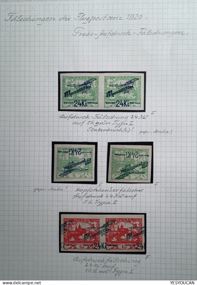 Czechoslovakia Air Post Stamps 1920 Superb Specialised Forgery Collection, 67 Stamps (Flugpost Fälschungen Faux - Corréo Aéreo