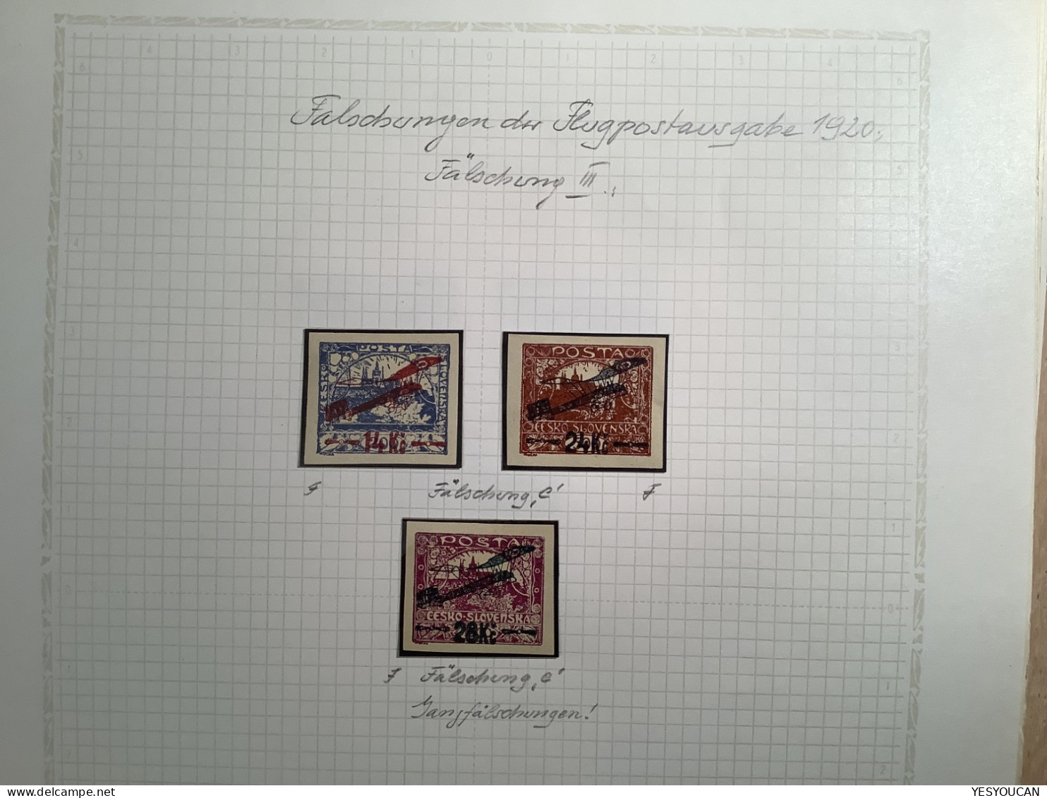 Czechoslovakia Air Post Stamps 1920 Superb Specialised Forgery Collection, 67 Stamps (Flugpost Fälschungen Faux - Corréo Aéreo