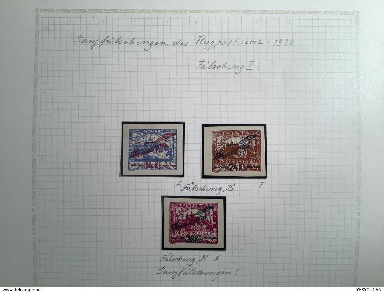 Czechoslovakia Air Post Stamps 1920 Superb Specialised Forgery Collection, 67 Stamps (Flugpost Fälschungen Faux - Airmail