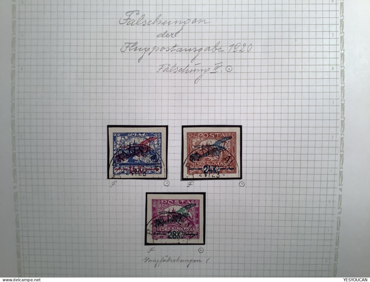 Czechoslovakia air post stamps 1920 superb specialised forgery collection, 67 stamps (Flugpost Fälschungen Faux