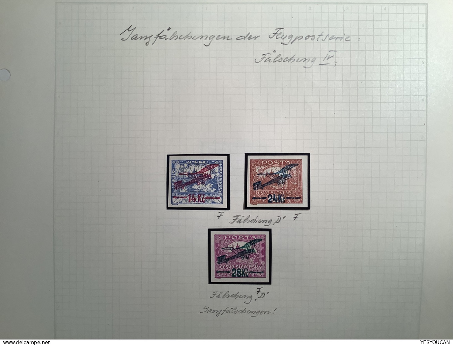 Czechoslovakia air post stamps 1920 superb specialised forgery collection, 67 stamps (Flugpost Fälschungen Faux