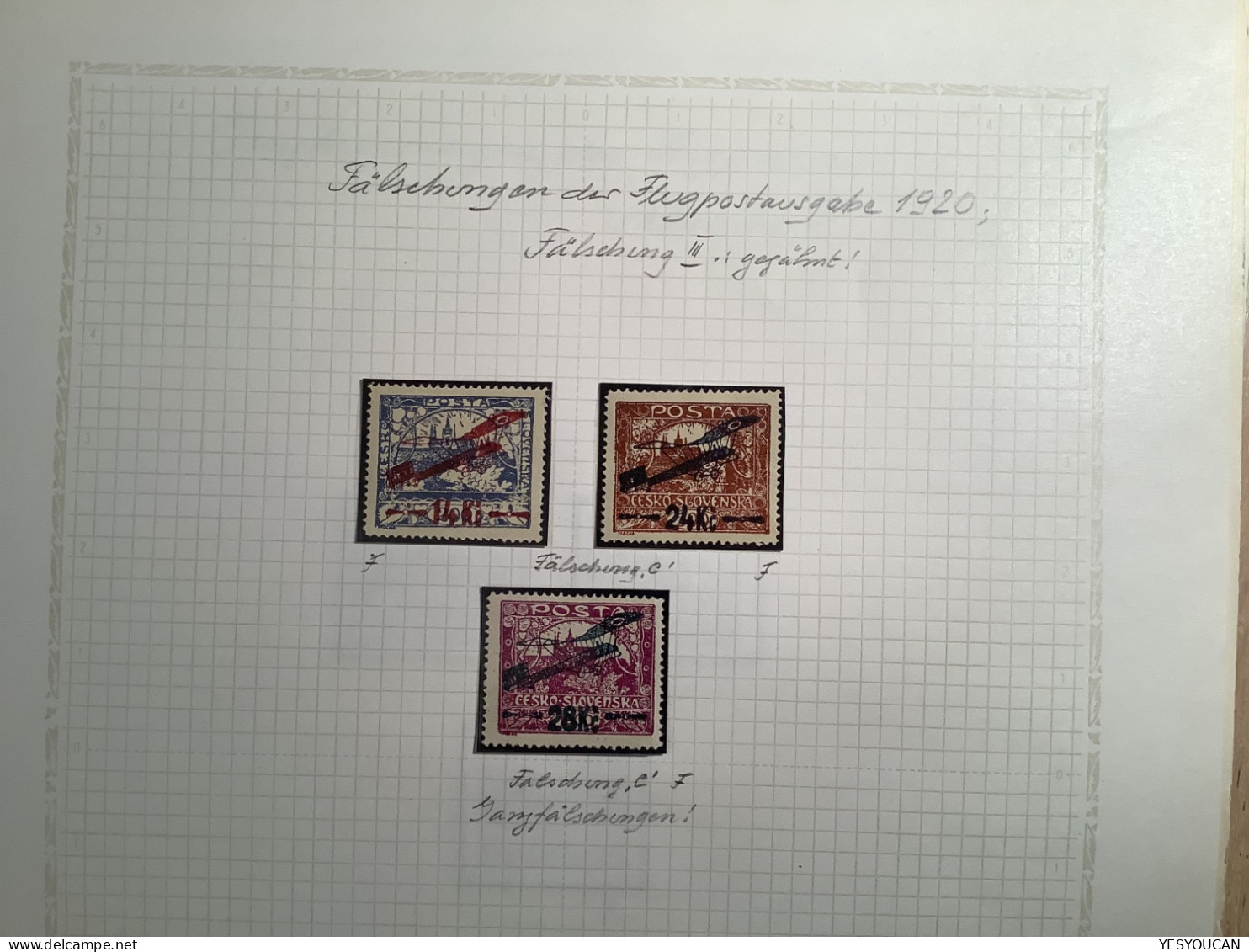 Czechoslovakia air post stamps 1920 superb specialised forgery collection, 67 stamps (Flugpost Fälschungen Faux