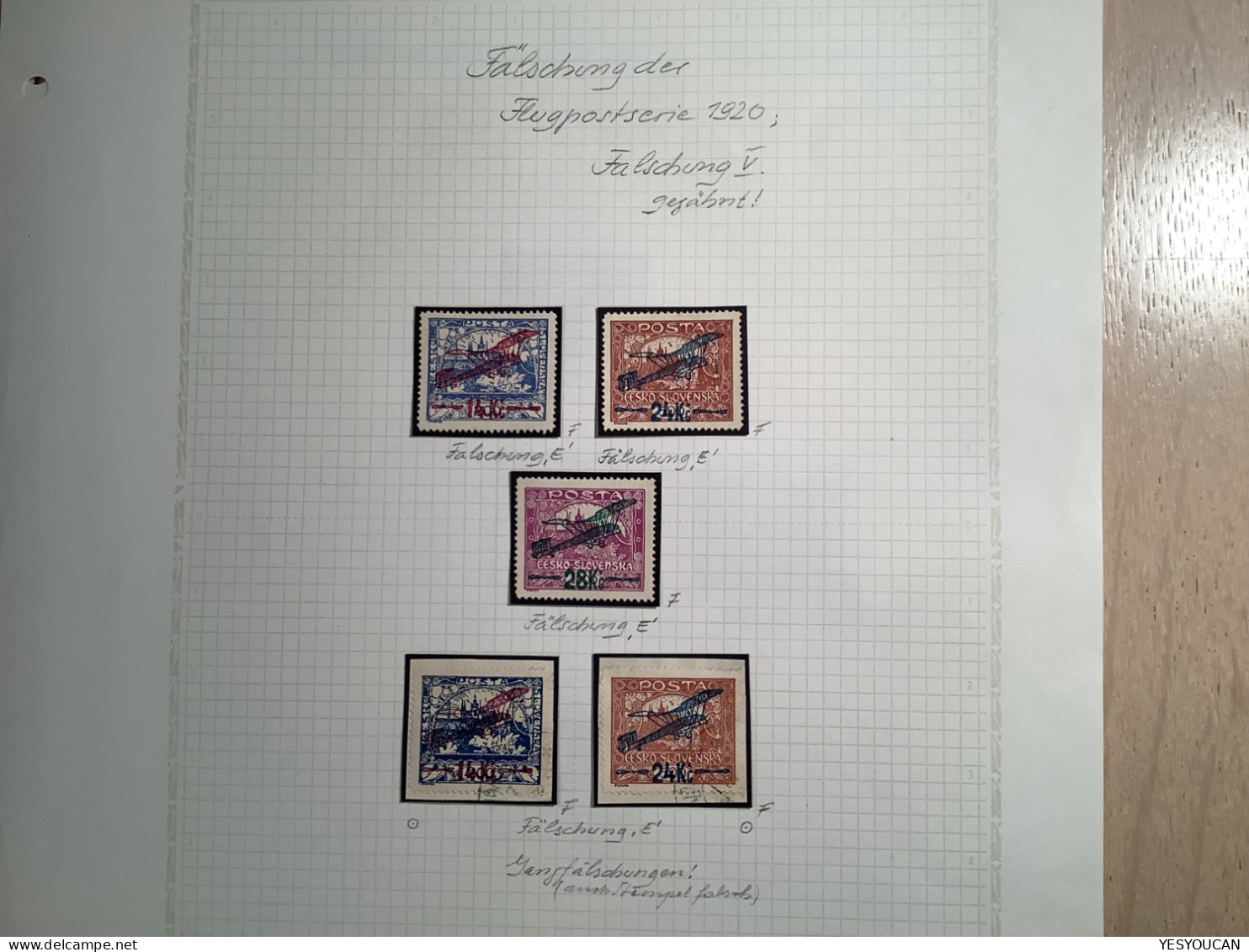 Czechoslovakia air post stamps 1920 superb specialised forgery collection, 67 stamps (Flugpost Fälschungen Faux