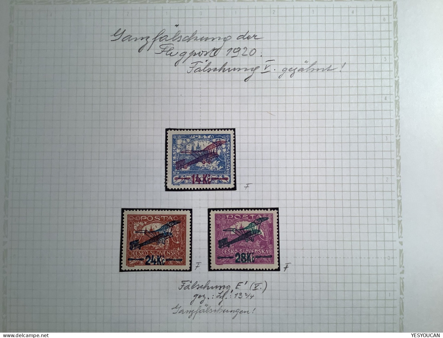 Czechoslovakia air post stamps 1920 superb specialised forgery collection, 67 stamps (Flugpost Fälschungen Faux