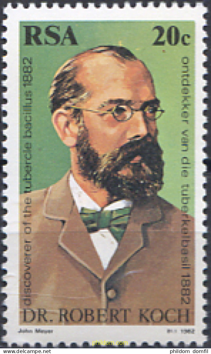 281573 MNH SUDAFRICA 1982 100 ANIVERSARIO DEL DESCUBRIMIENTO DE LA BACTERIA DE LA TUBERCULOSIS POR ROBERT KOCH - Neufs