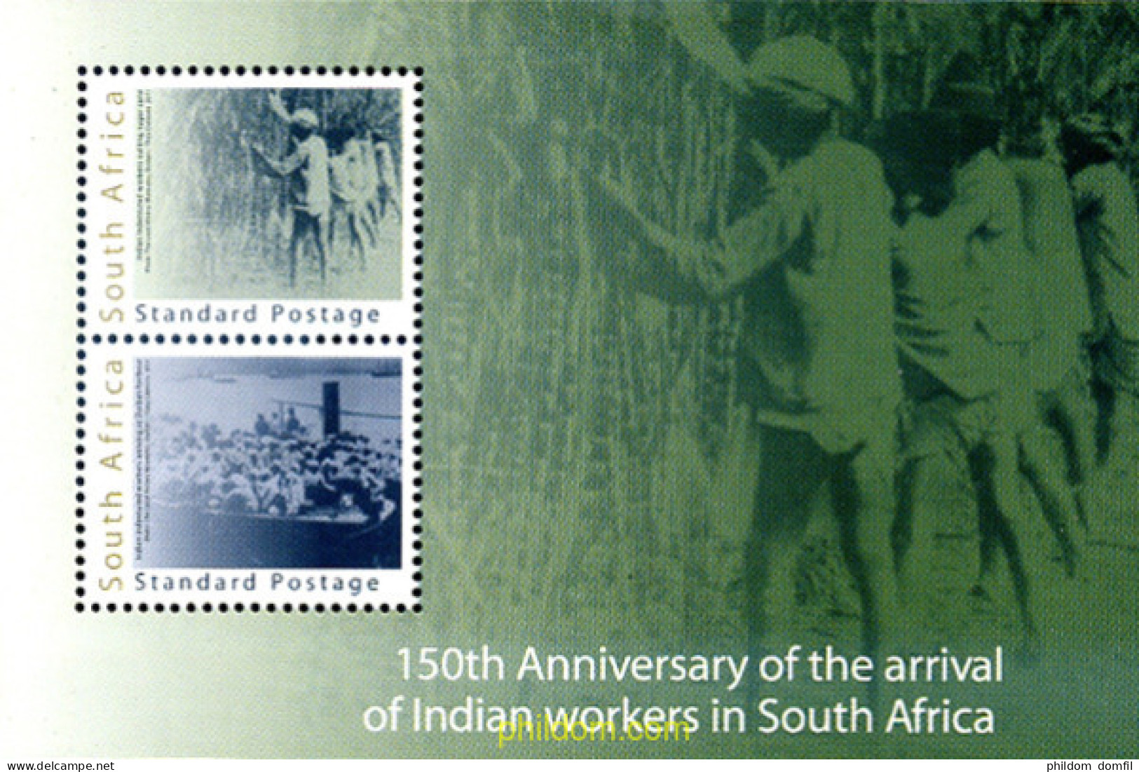 290558 MNH SUDAFRICA 2011 150º ANIVERSARIO DE LA LLEGADA DE TRABAJADORES INDIOS A AFRICA DEL SUR - Ungebraucht