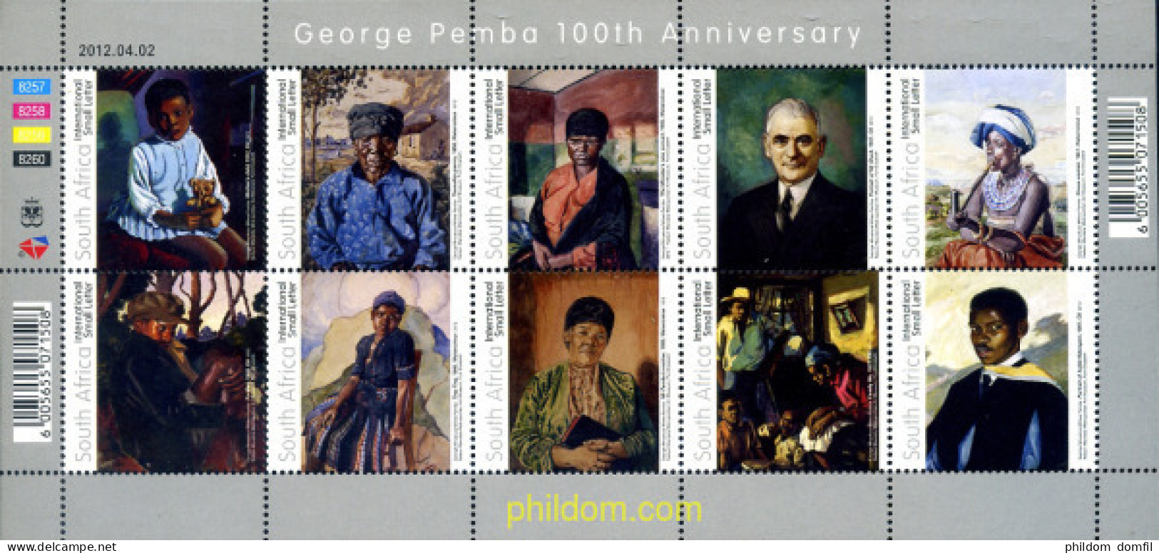 290567 MNH SUDAFRICA 2012 CENTENARIO DEL NACIMIENTO DE GEORGE PEMBA (1912-2001), PINTOR Y ESCRITOR - Nuevos