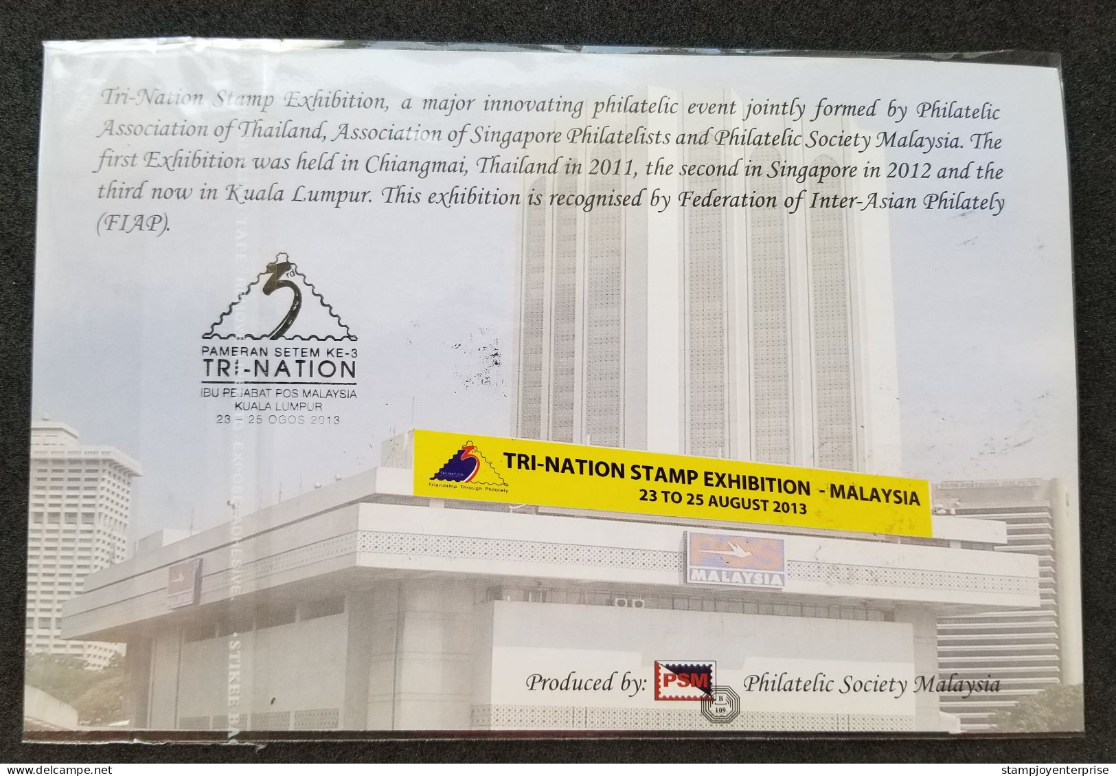 Malaysia Singapore Thailand 3rd Stamp Exhibition Tri-nation 2013 Flag Nation Fish Flag Map (FDC) *card *multi PMK *rare - Malaysia (1964-...)