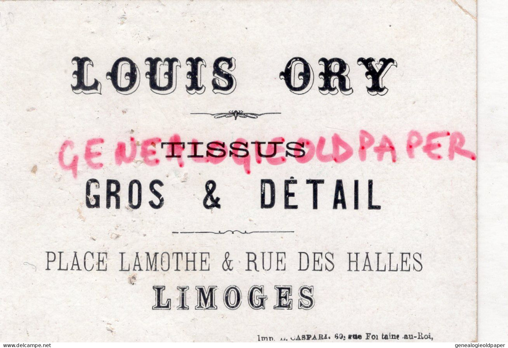 87- LIMOGES - MAGASIN LOUIS ORY-TISSUS PLACE LAMOTHE- LA MOTTE - RUE HALLES -CHROMO EXPOSITION 1889 LA BASTILLE PARIS - Textile & Vestimentaire