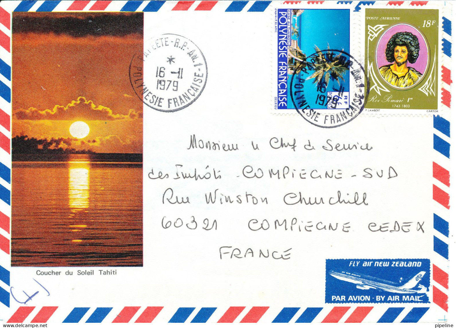 French Polynesia Beautifull Air Mail Cover With Tahiti Photos Sent To France 16-11-1979 - Briefe U. Dokumente