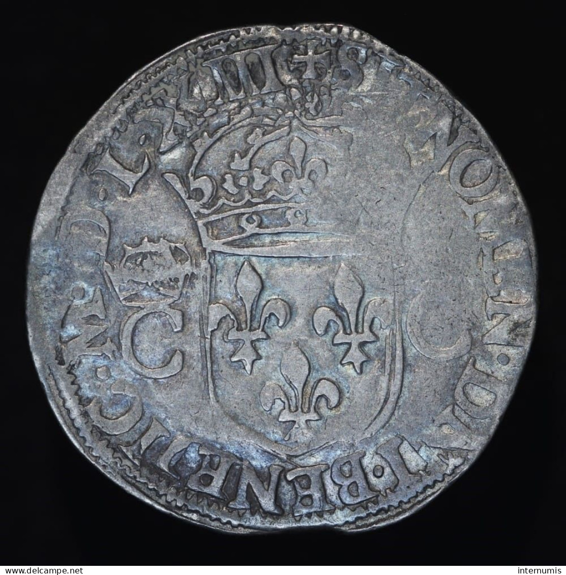 RARE (R3) France, Charles IX, Teston, 1563 (MDLXIII), F - Angers, Argent (Silver), TB+ (VF), Gad-R.429 - 1560-1574 Carlos IX