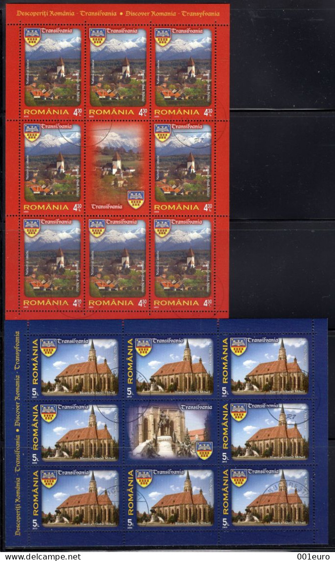 ROMANIA 2013 : CASTLES IN TRANSYLVANIA, 4 Used Small Sheets - Registered Shipping! - Used Stamps