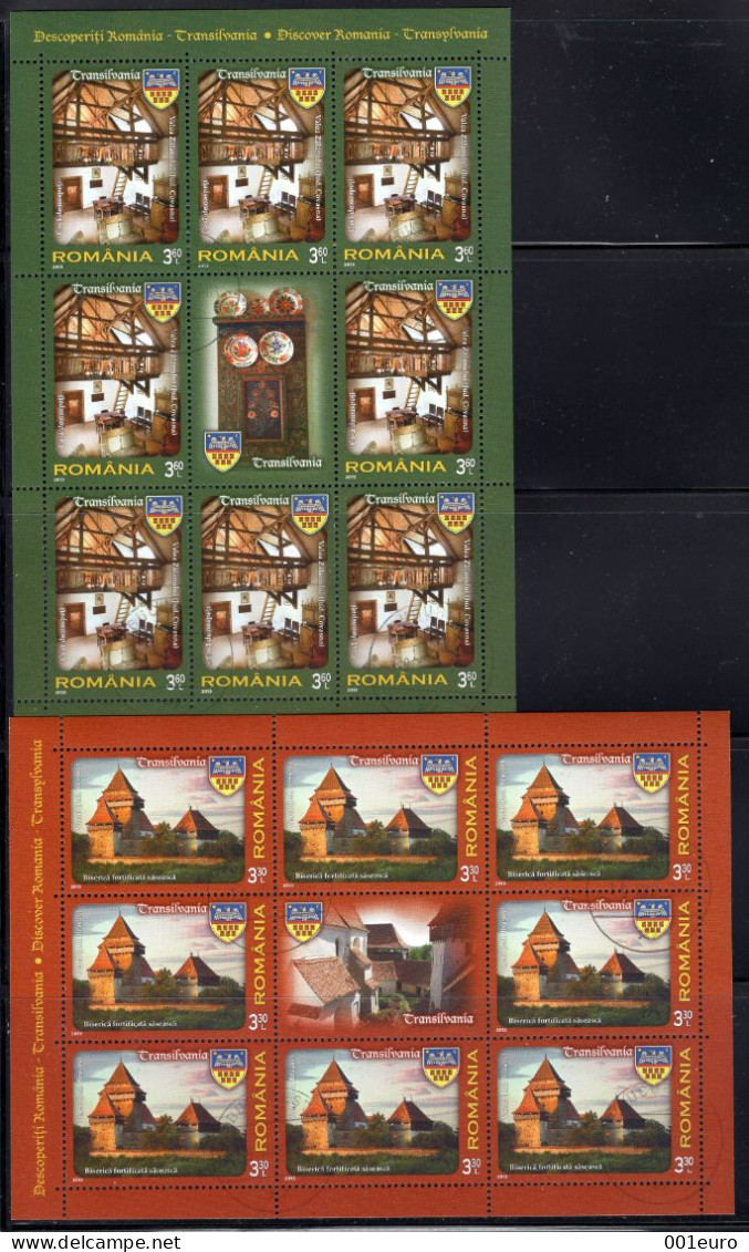 ROMANIA 2013 : CASTLES IN TRANSYLVANIA, 4 Used Small Sheets - Registered Shipping! - Used Stamps