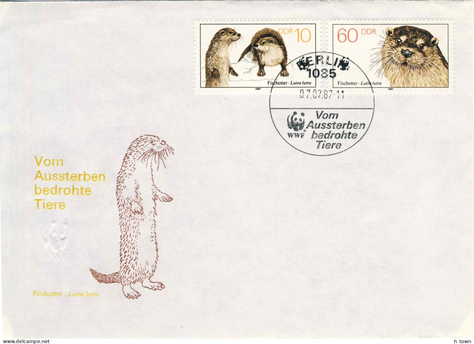 957  WWF, Ours Panda: Env. Premier Jour D'Allemagne, 1987 - Panda Bear, WWF FDC. Otter Loutre - Cartas & Documentos