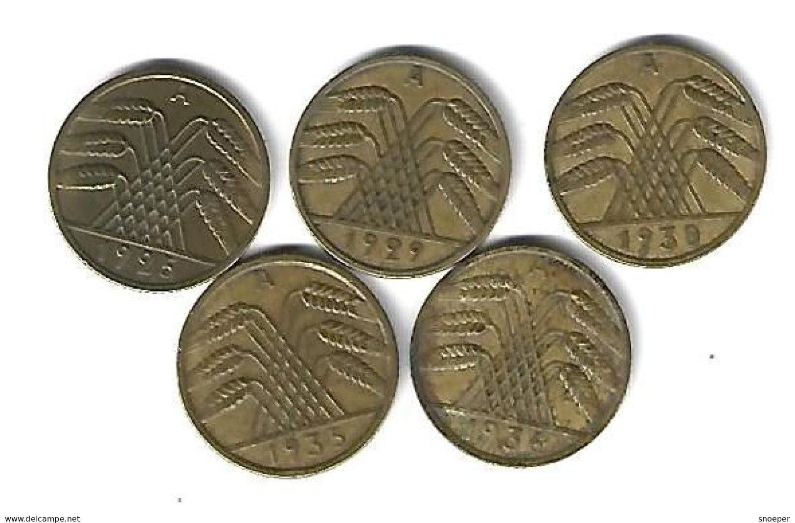 *germany Lot 10 Pfennig 1925a+29a+30a+35a+36a     (lot 16) - 10 Renten- & 10 Reichspfennig