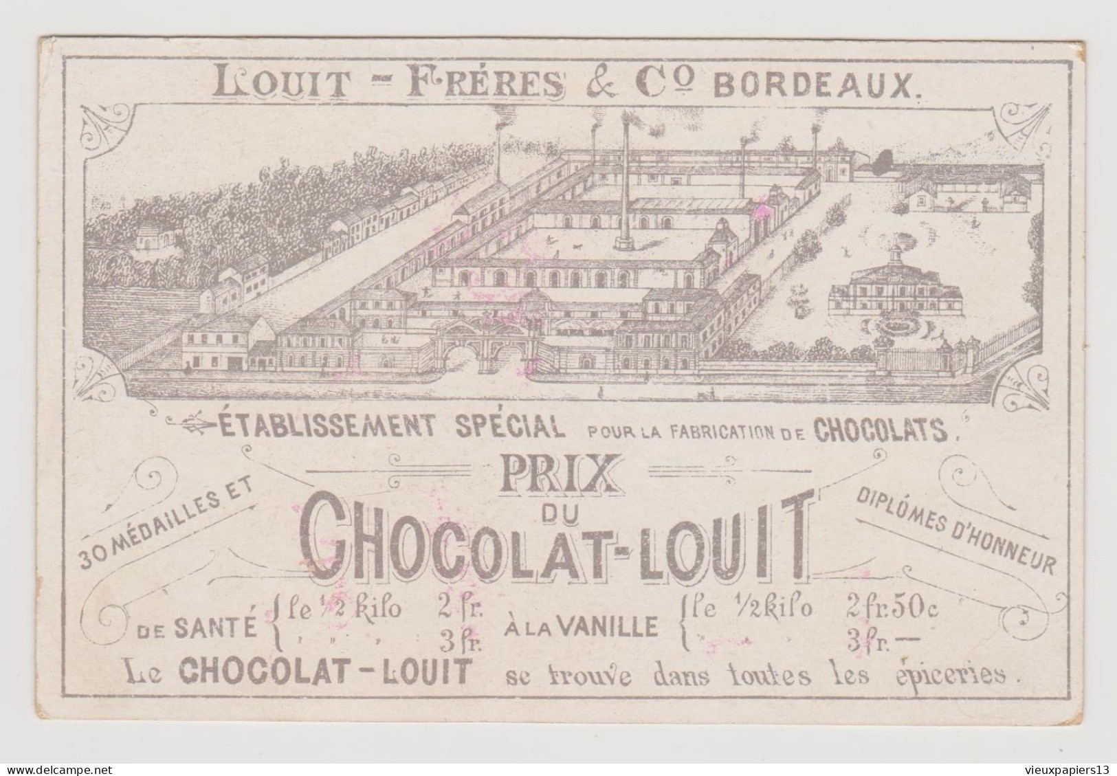 Jolie Chromo Publicitaire Chocolat Louit - Scène Enfantine Sortie Du Bain - TBE - Louit