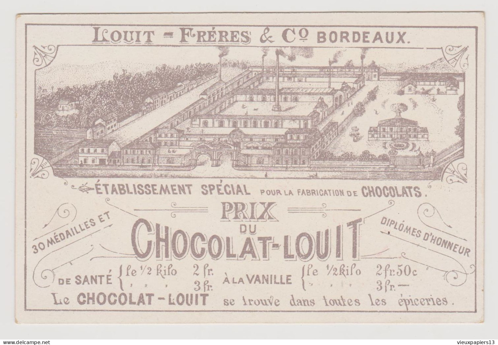 Jolie Chromo Publicitaire Chocolat Louit - Scène Enfantine Chien Et Poupée - TBE - Louit