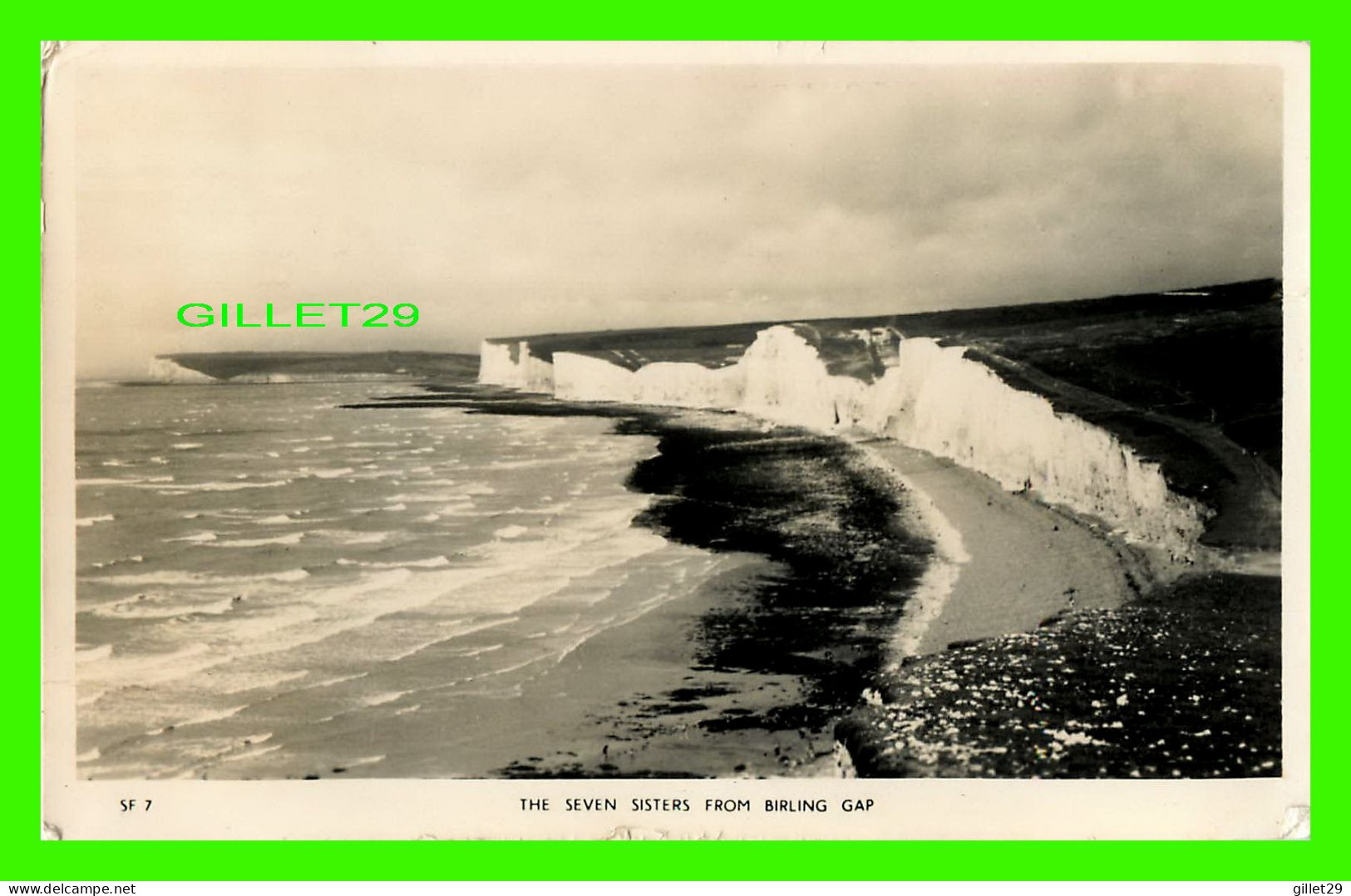 BIRLING GAP,  EASTBOURNE, UK - THE SEVEN SISTERS FROM -  REAL PHOTOGRAPH, TRAVEL IN 1957 - - Eastbourne