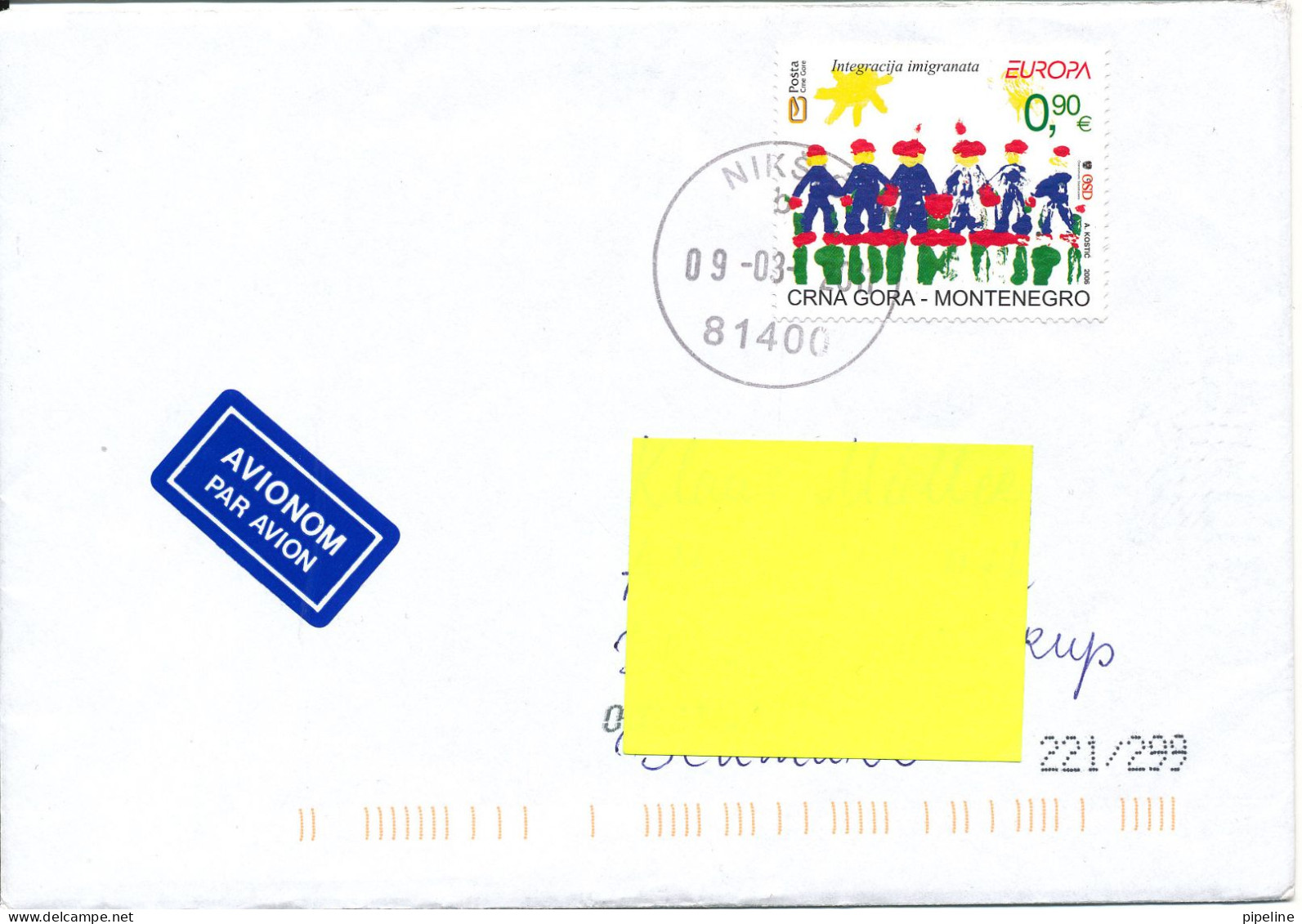 Montenegro Cover Sent To Denmark 9-3-2011 Single Franked EUROPA CEPT Stamp - Covers & Documents