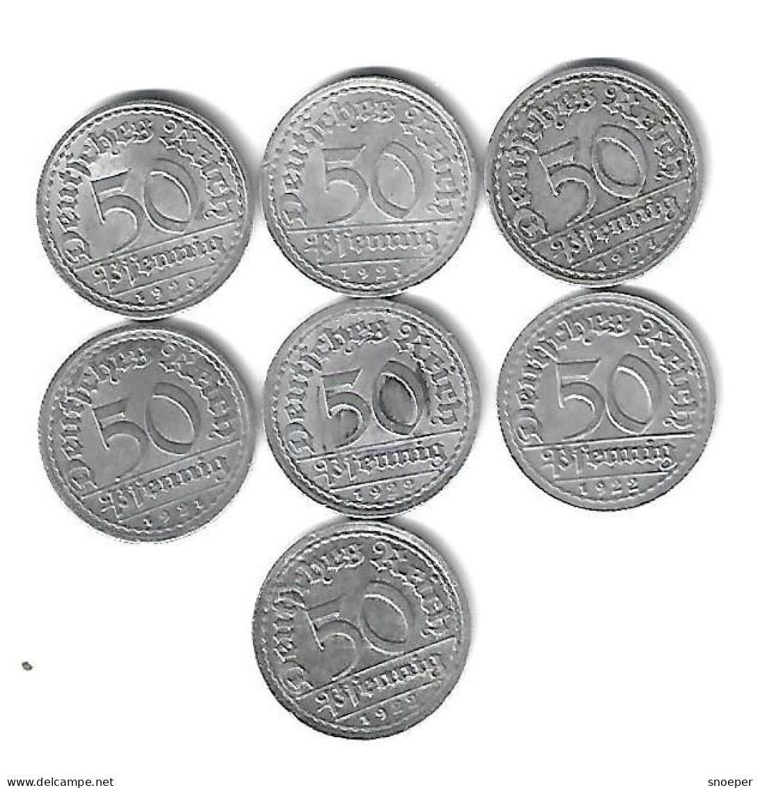 *germany Lot 50 Pfennig 1920a+21a+21f+21g+22a+22d+22f    (lot 17) - 50 Rentenpfennig & 50 Reichspfennig
