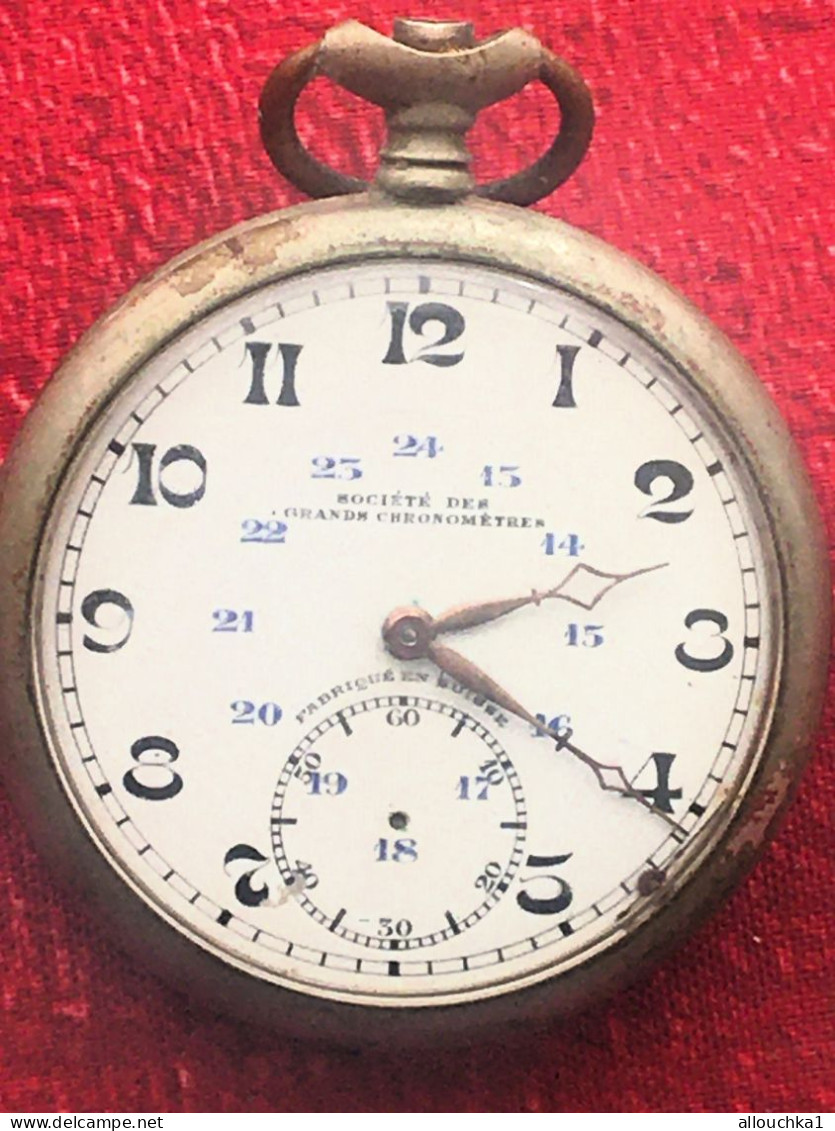 Montre Gousset Suisse Sté Des Gds Chronomètre-Cadran émail Sans Aiguille Trotteuse-mécanisme H.S à Réparer-vitre Intacte - Watches: Bracket